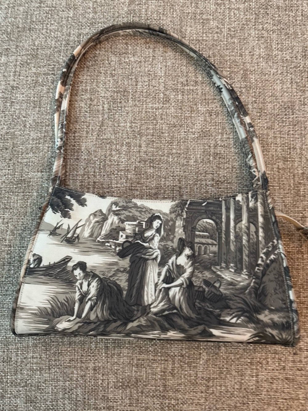 Source Unknown Black & White Toile Shoulder Bag